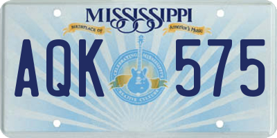 MS license plate AQK575