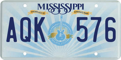MS license plate AQK576