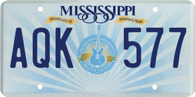 MS license plate AQK577