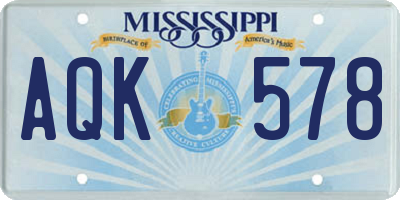 MS license plate AQK578