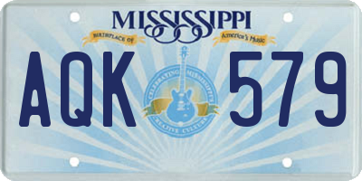 MS license plate AQK579