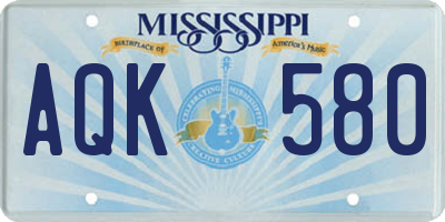 MS license plate AQK580
