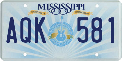 MS license plate AQK581