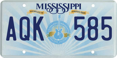 MS license plate AQK585