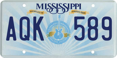 MS license plate AQK589