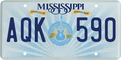 MS license plate AQK590