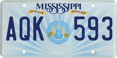 MS license plate AQK593
