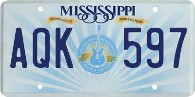 MS license plate AQK597