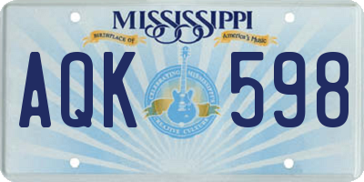 MS license plate AQK598