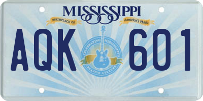 MS license plate AQK601