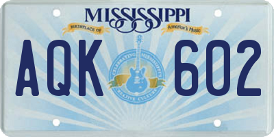MS license plate AQK602
