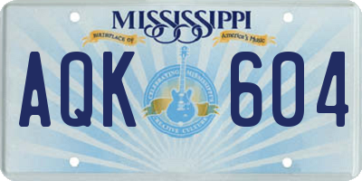 MS license plate AQK604