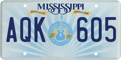 MS license plate AQK605