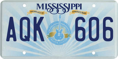 MS license plate AQK606