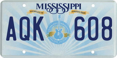 MS license plate AQK608