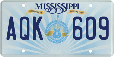 MS license plate AQK609