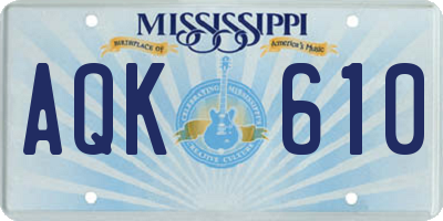 MS license plate AQK610