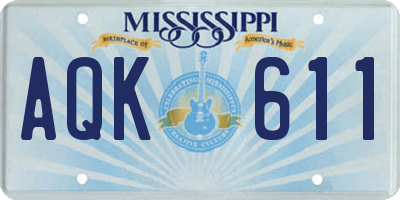 MS license plate AQK611