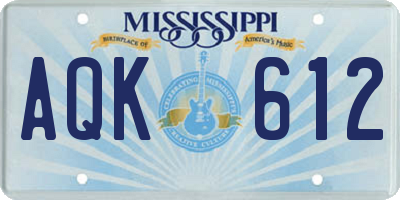 MS license plate AQK612
