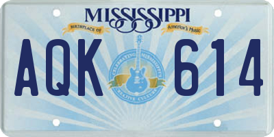 MS license plate AQK614