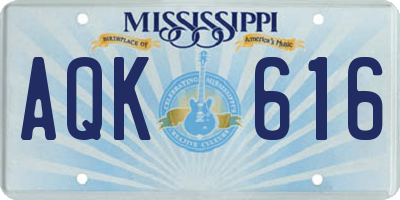 MS license plate AQK616