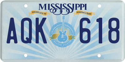 MS license plate AQK618