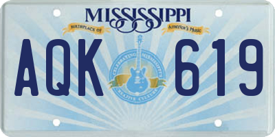 MS license plate AQK619