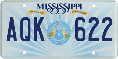 MS license plate AQK622