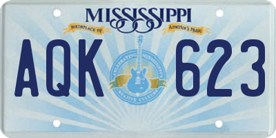 MS license plate AQK623