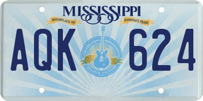 MS license plate AQK624