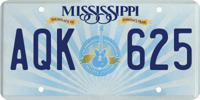 MS license plate AQK625