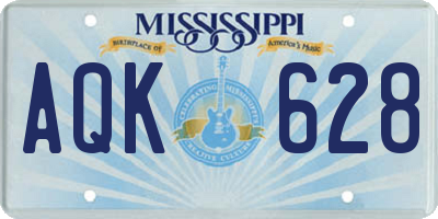 MS license plate AQK628