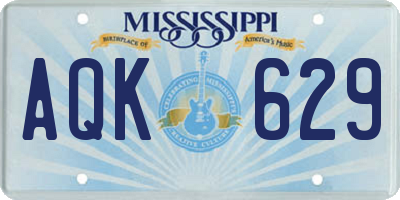 MS license plate AQK629