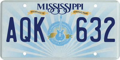 MS license plate AQK632