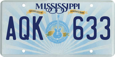 MS license plate AQK633