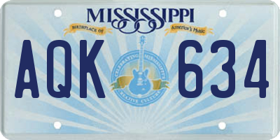 MS license plate AQK634