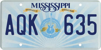 MS license plate AQK635