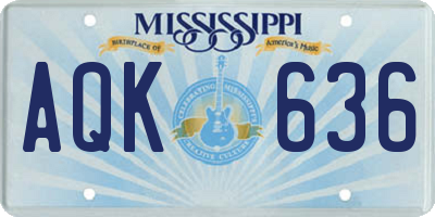 MS license plate AQK636