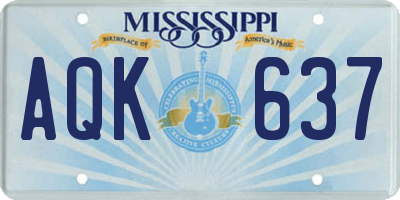 MS license plate AQK637
