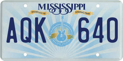 MS license plate AQK640