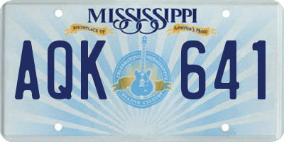 MS license plate AQK641