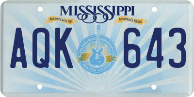 MS license plate AQK643