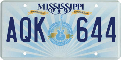 MS license plate AQK644