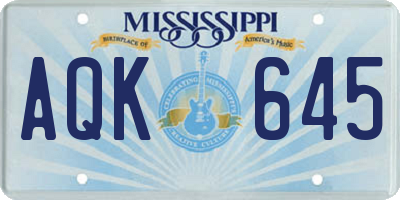 MS license plate AQK645