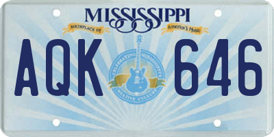 MS license plate AQK646