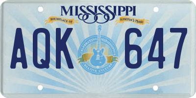 MS license plate AQK647