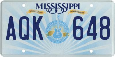 MS license plate AQK648