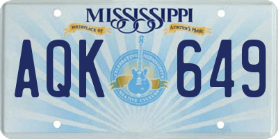 MS license plate AQK649