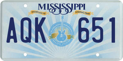 MS license plate AQK651