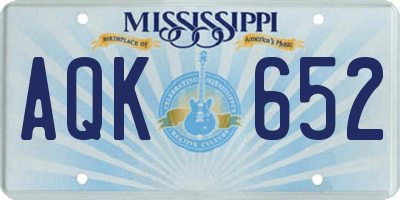 MS license plate AQK652